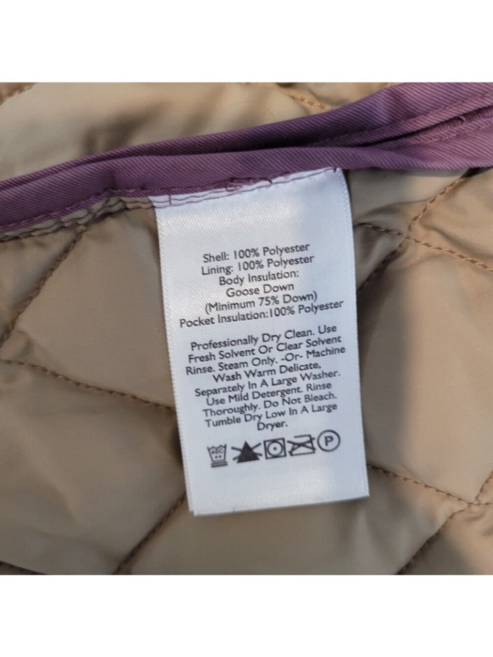Eddie Bauer Goose Down Vest Womens Medium Purple Puffer Full Zip Quilted Pockets - Picture 10 of 10